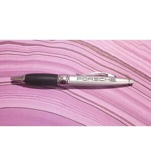 Porsche Branded Pen Silver Tone Black Grip Glove Box Works